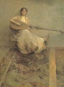 Thomas Wilmer Dewing Girl with Lute painting